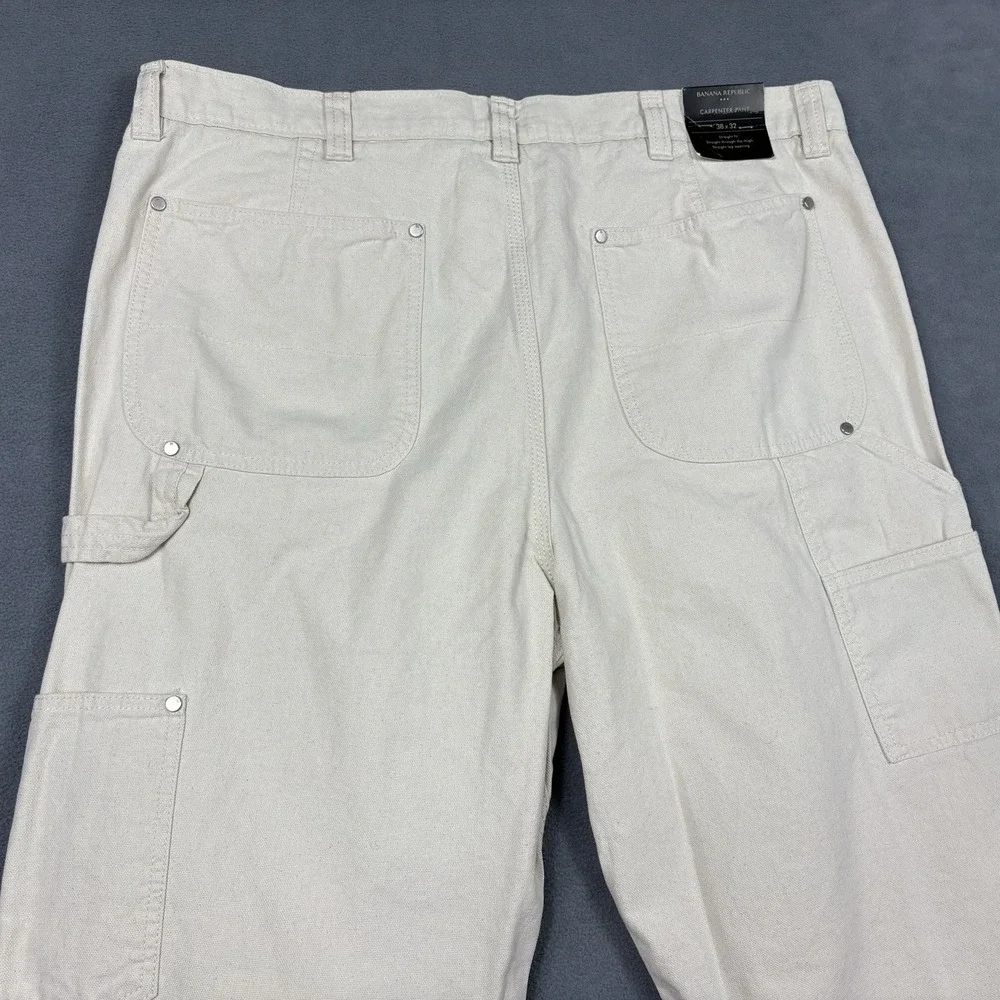 NEW Banana Republic Carpenter Pants Size 38 Ivory Straight Fit Utility